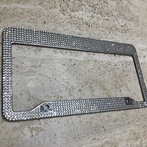Bling license plate cover Silver Rhinestone